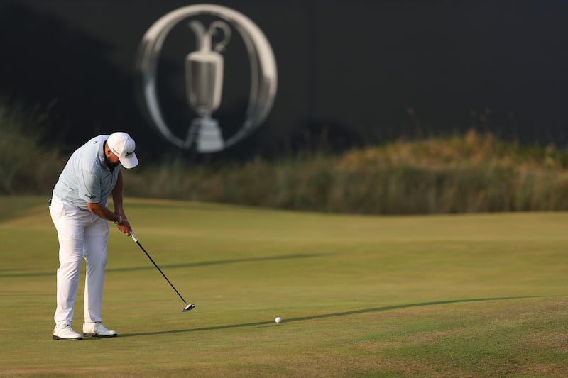 Shane Lowry of Ireland putts on the 17th green on day one of the Open Championship at Royal Birkdale. Photograph: Richard Heathcote/Getty Images