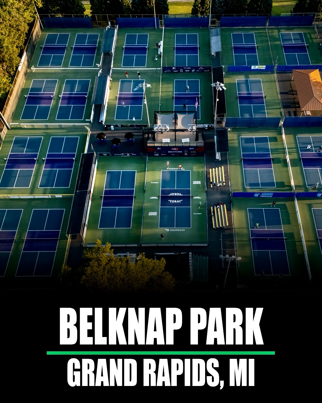 Bellknap Park pickleball courts in Grand Rapids, Michigan.