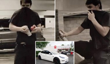 SoCal police hunt for vandal who spray-painted 13 Teslas in one week