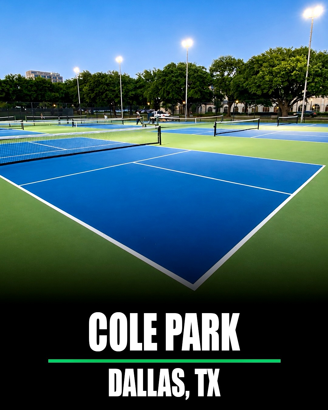 Cole Park pickleball courts in Dallas, Texas.