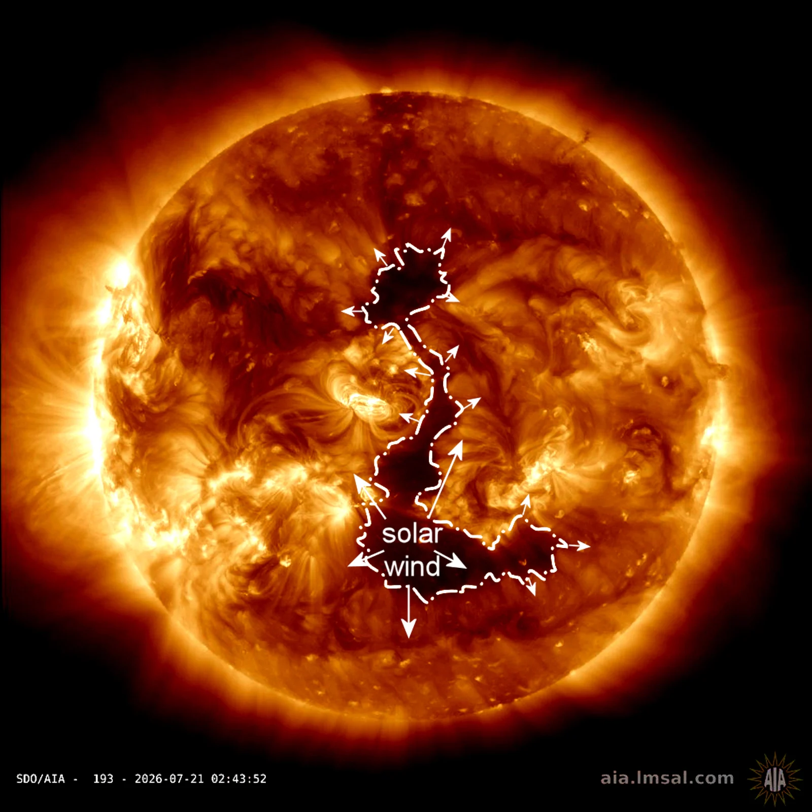 Coronal Hole - July 21 2026 - AIA SDO
