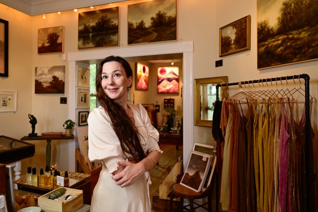 Marie-Juliette Bird, Founder of the New Local, poses for a portrait in the gallery in Boulder on May 10, 2024. (Matthew Jonas/Staff Photographer)