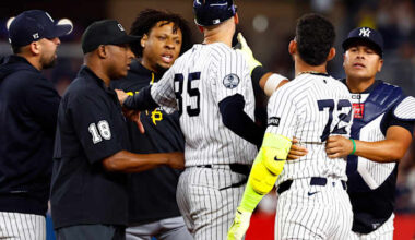 Benches clear in Pirates-Yankees game after Santana shouts at Caballero