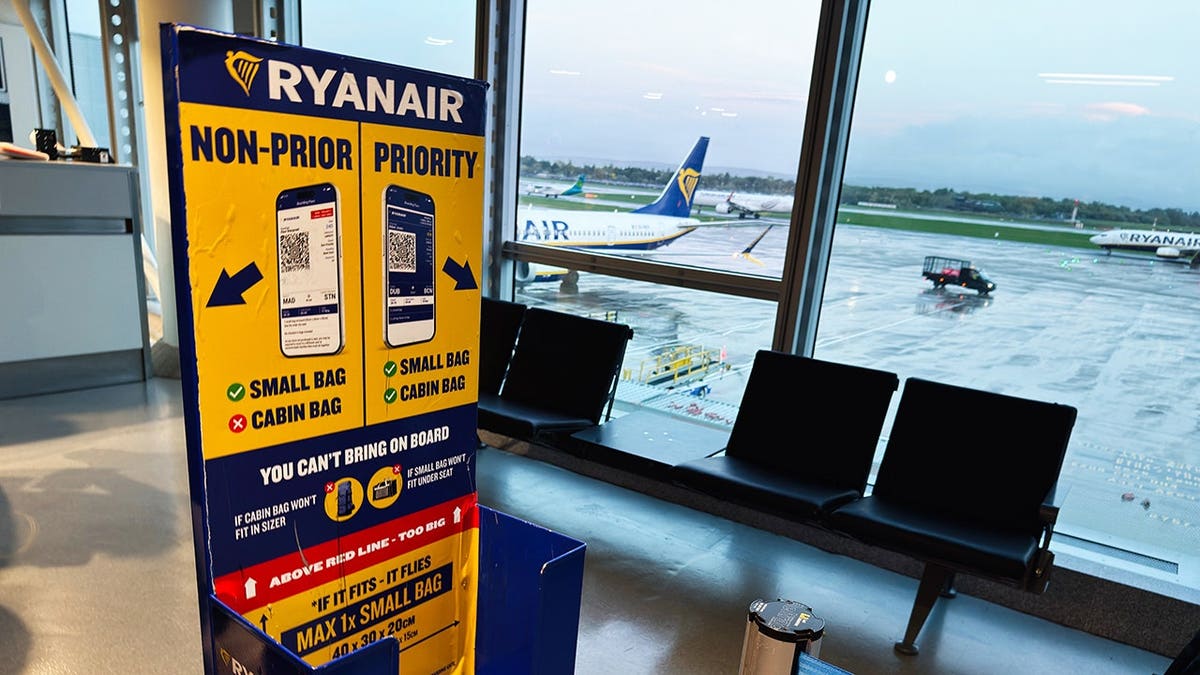 View of Ryanair boarding section at airport