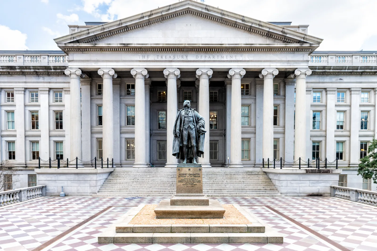 The exterior of the Treasury Department in Washington.