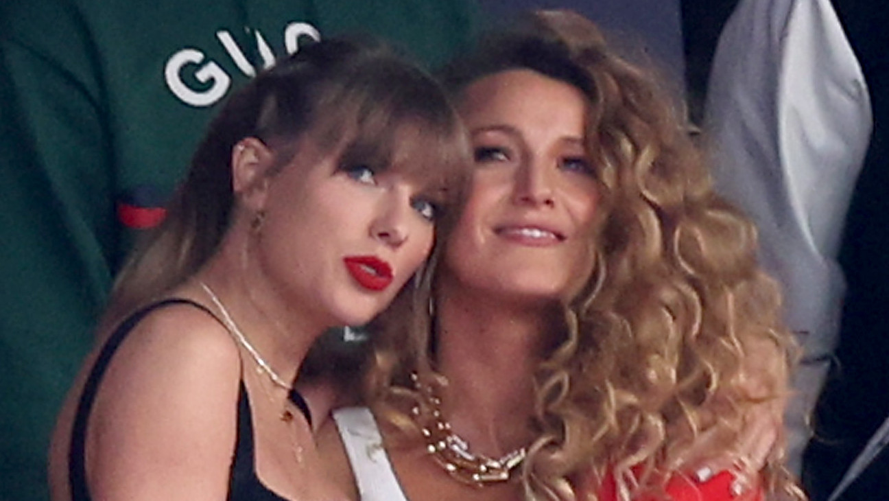Taylor Swift and Blake Lively at the 2024 Super Bowl, where Travis Kelce and Kansas City Chiefs beat the San Francisco 49ers.