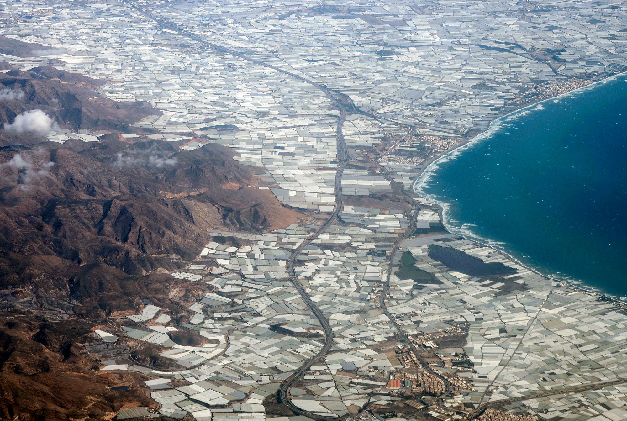 Almería’s ‘sea of plastic’, a 40,000-hectare collection of greenhouses visible from space