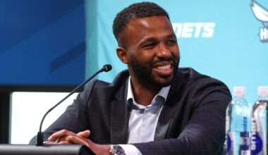 Jeff Peterson smiles during a NBA draft press conference