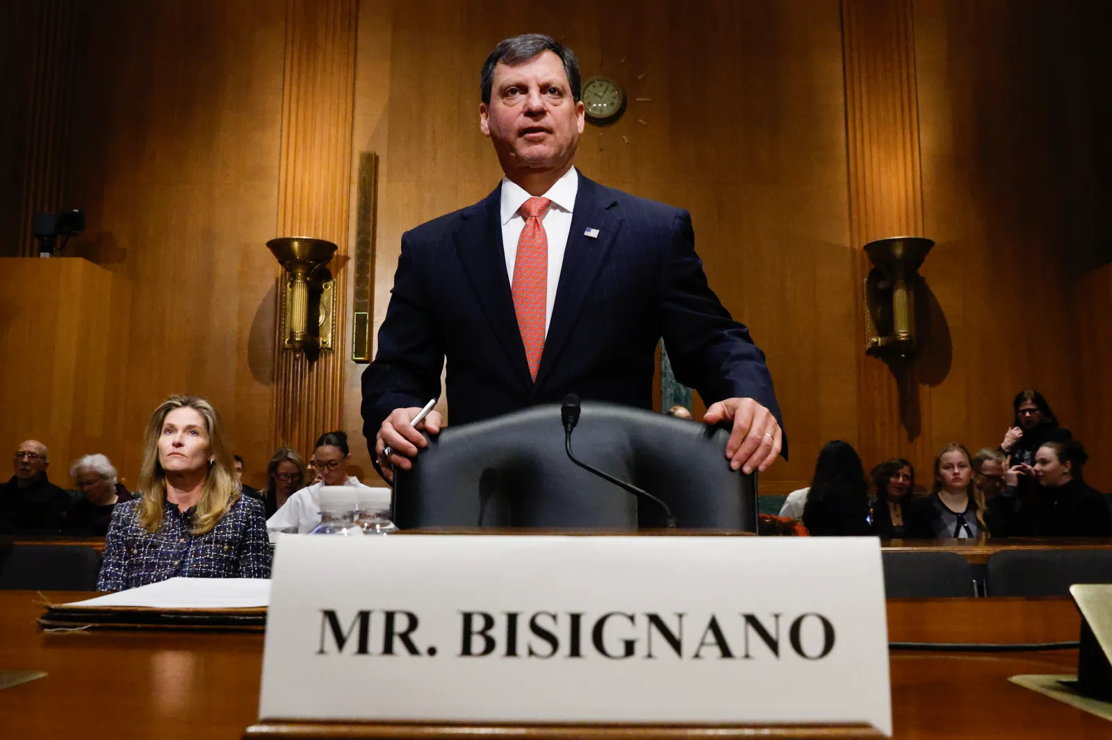 WASHINGTON, DC - MARCH 25: Frank Bisignano, U.S. President Donald Trump’s nominee to be Commissioner of Social Security Administration, appears at his Senate Finance Committee confirmation hearing at the Dirksen Senate Office Building on March 25, 2025 in Washington, DC.