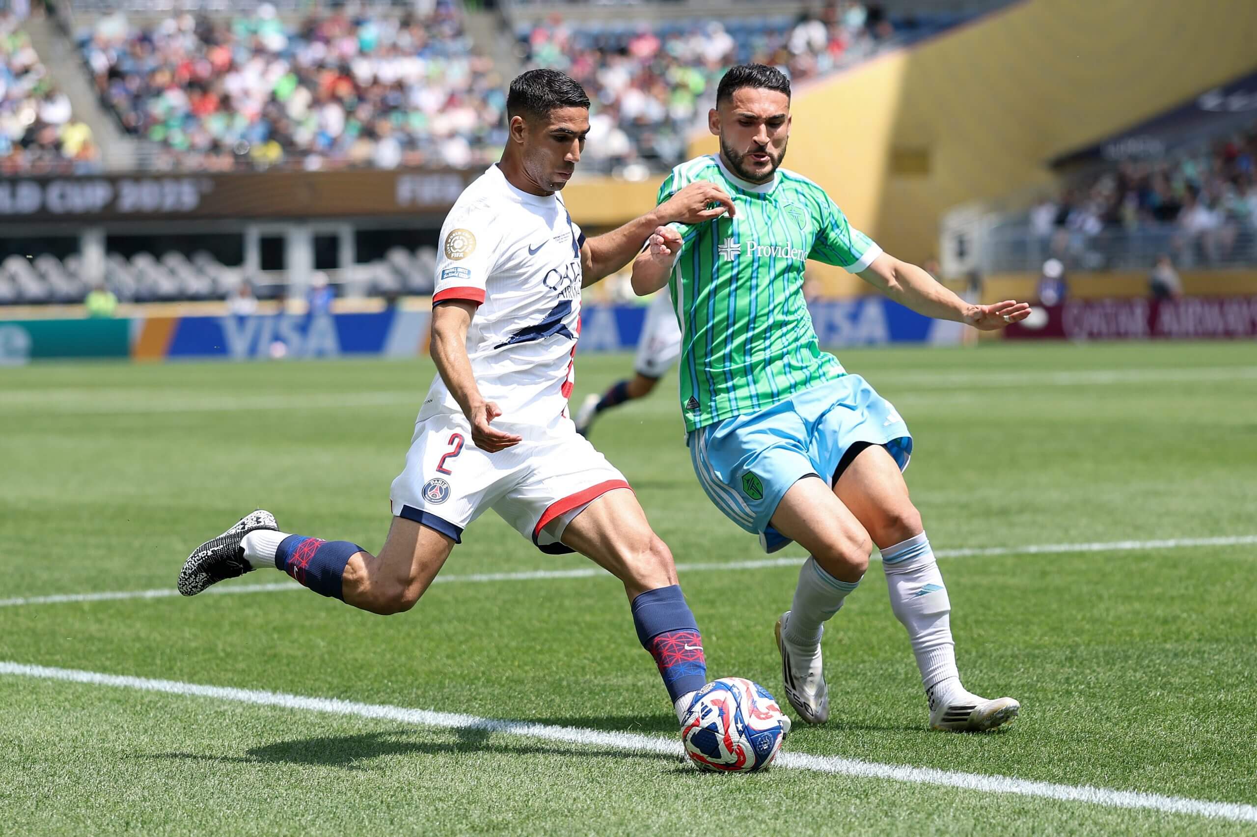 Cristian Roldan defends Achraf Hakimi at the 2025 FIFA Club World Cup