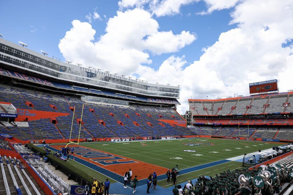 A general view of an empty Ben Hill Griffin Stadium at Florida