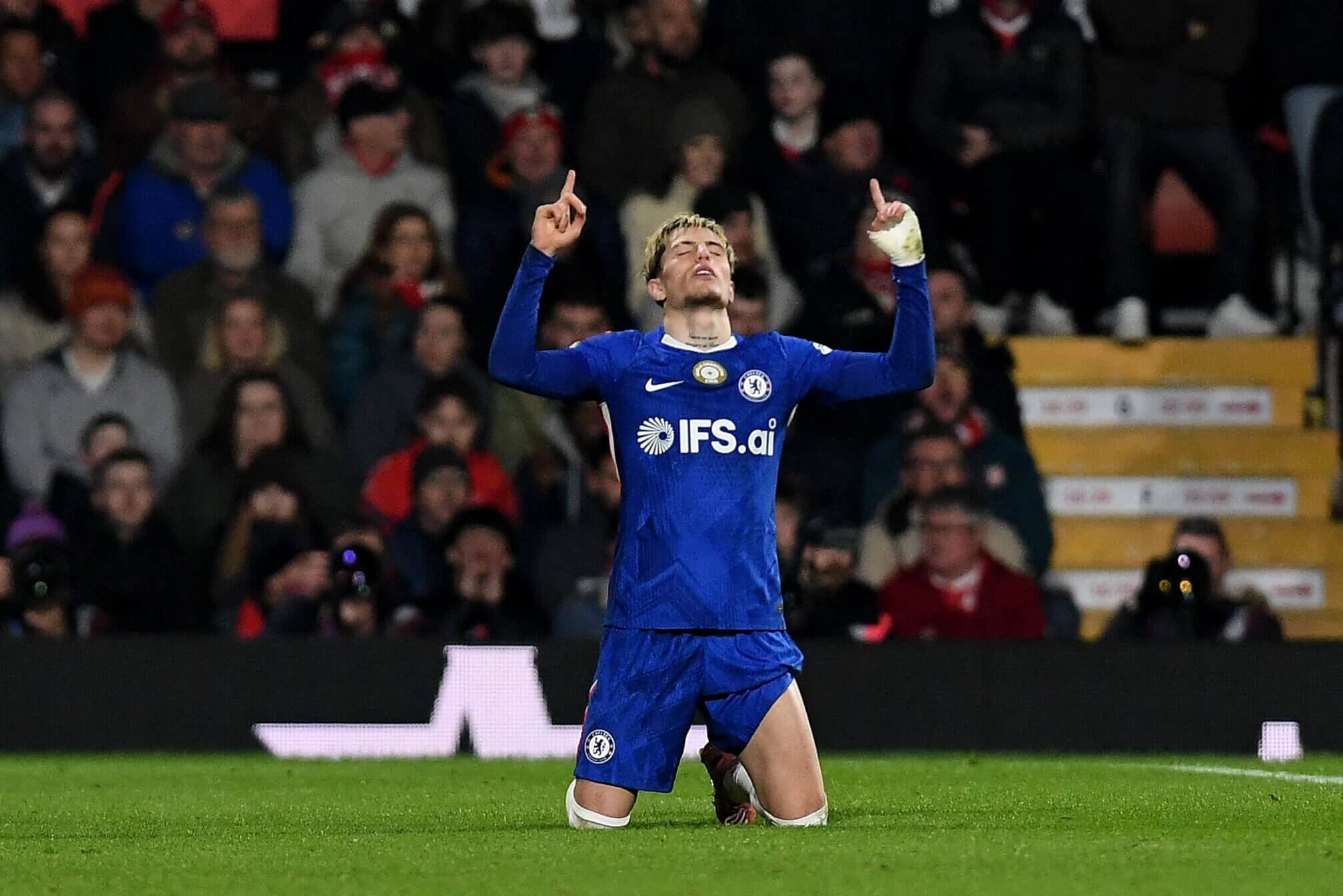 Garnacho celebrates after scoring for Chelsea in the FA Cup