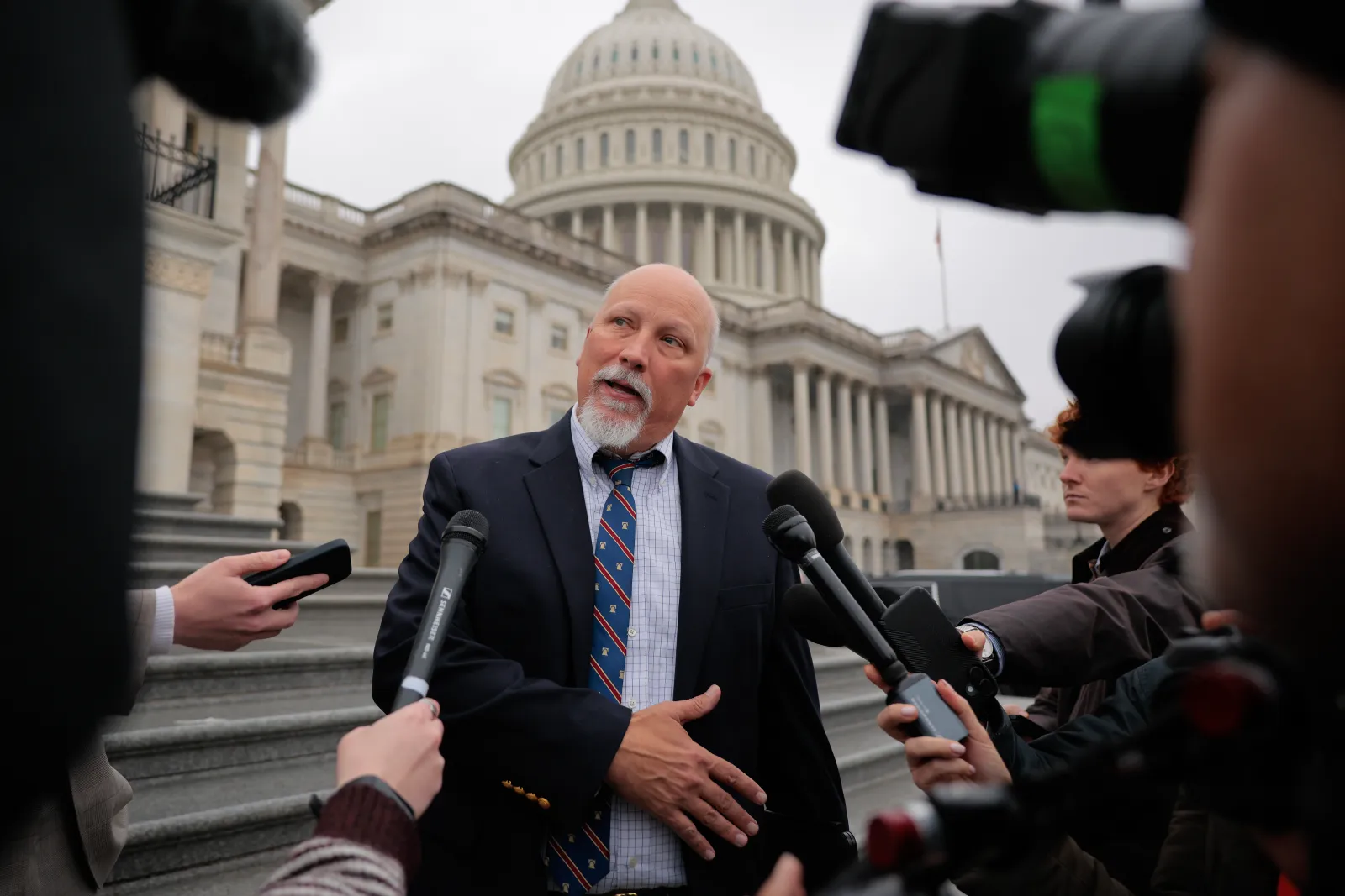 Rep. Chip Roy (R-TX) talks to reporters after votes at the U.S. Capitol on March 04, 2026 in Washington, DC.