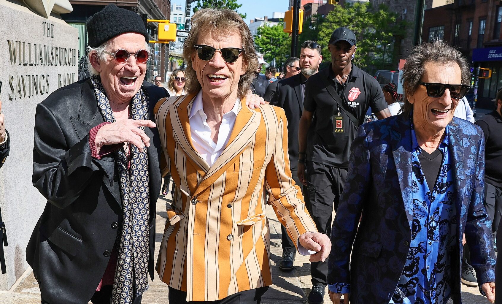 Keith Richards, Mick Jagger, and Ronnie Wood attend the exclusive launch event of The Rolling Stones new album “Foreign Tongues” at The Weylin on May 05, 2026 in Brooklyn, New York. (Photo by Theo Wargo/Getty Images for UMG)