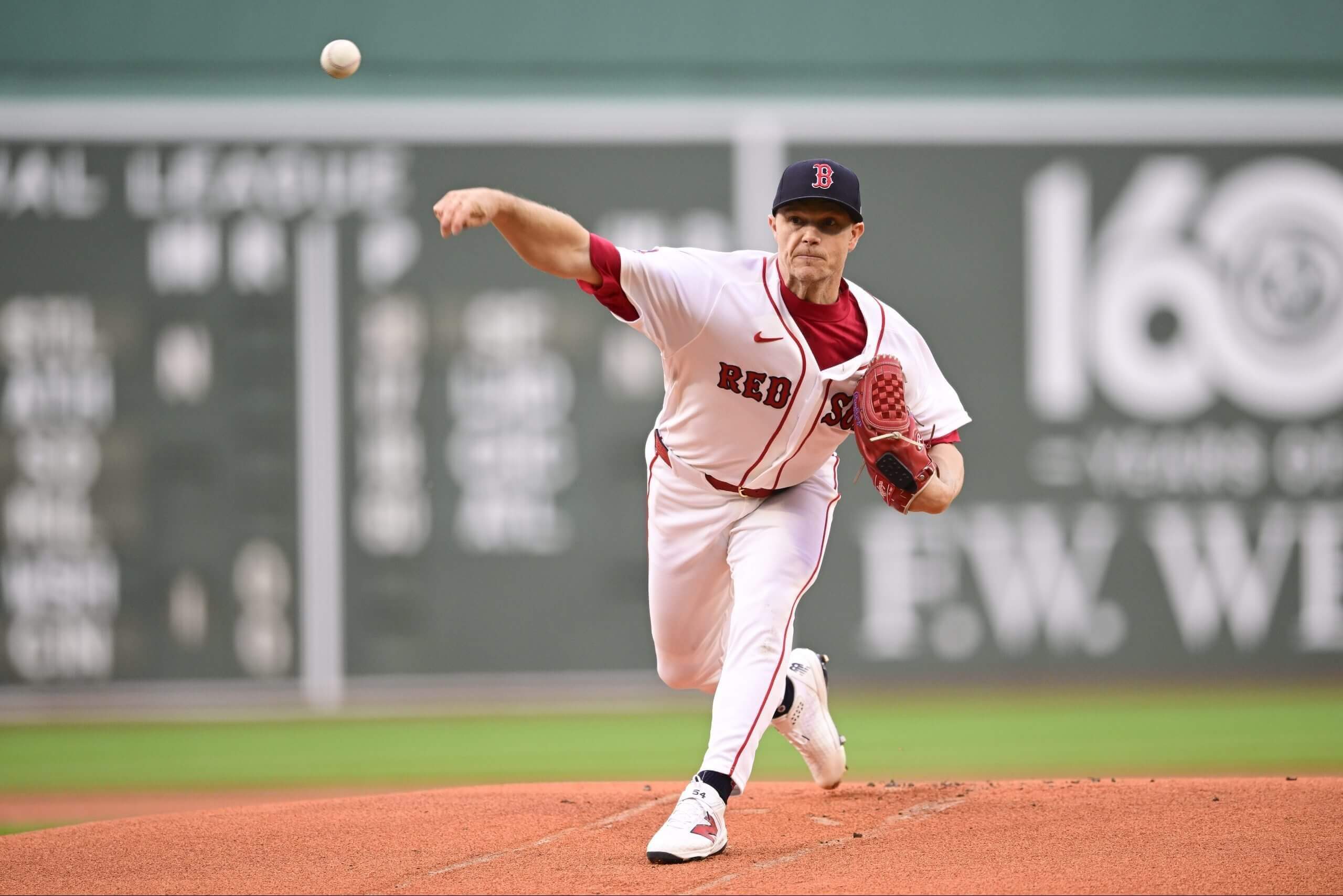 Starting pitcher Sonny Gray #54 of the Boston Red Sox throws in the first inning against the Philadelphia Phillies at Fenway Park on May 13, 2026 in Boston, Massachusetts.