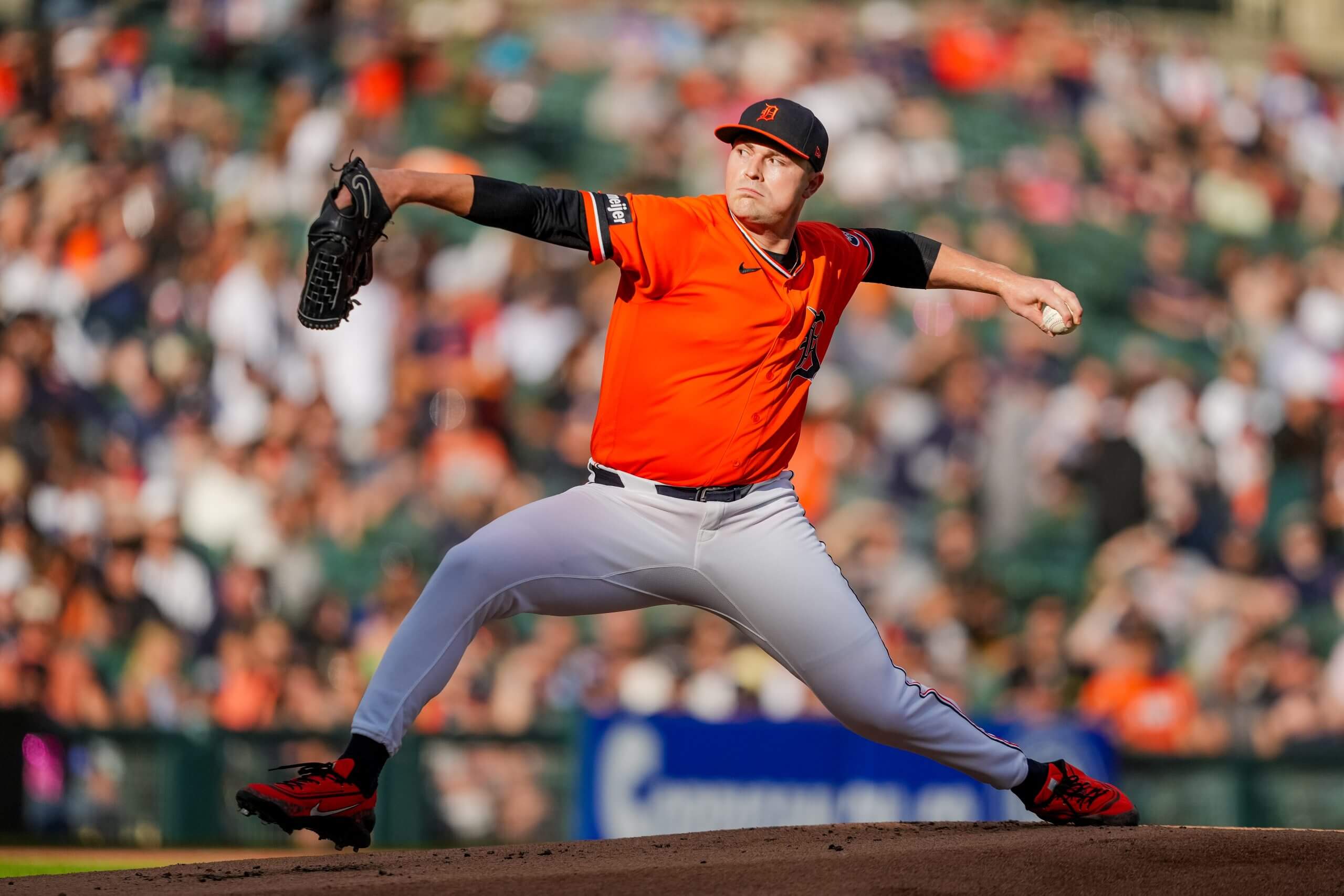 Tarik Skubal #29 of the Detroit Tigers delivers a pitch against the Chicago White Sox during the top of the first inning at Comerica Park on June 19, 2026 in Detroit, Michigan.