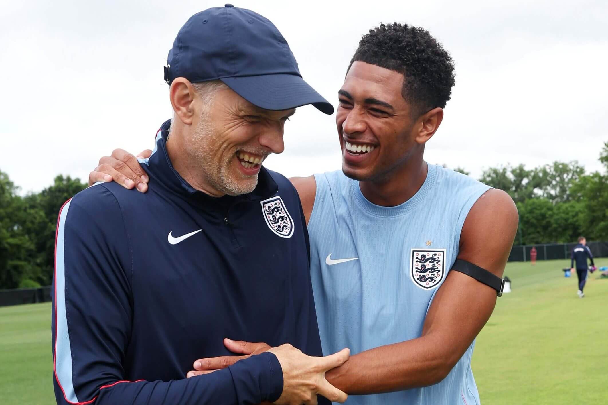 Tuchel and Bellingham laughing