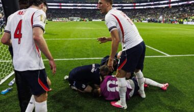 Jordan Henderson taken to hospital after injury in England’s post-game Mexico celebrations