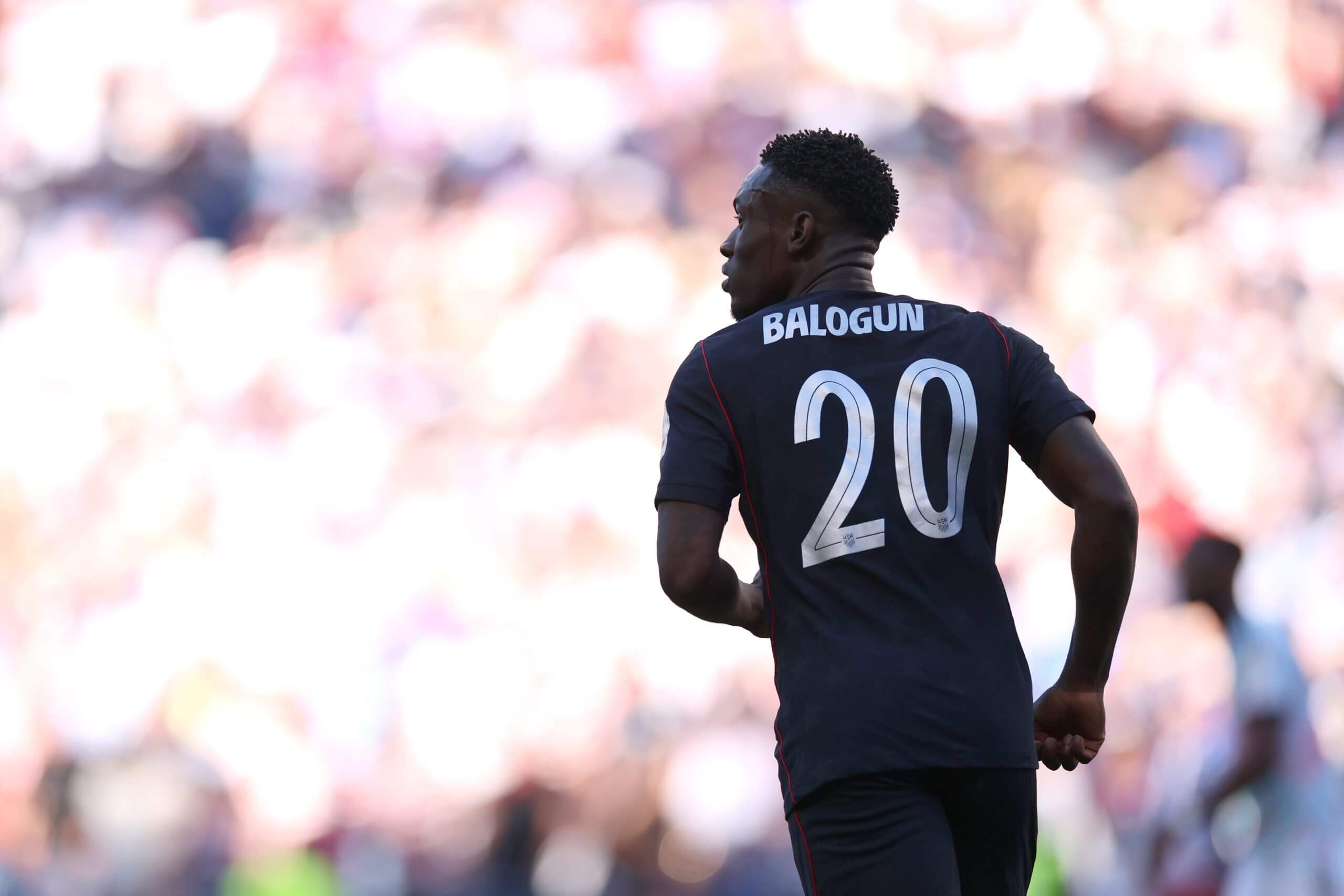 Folarin Balogun runs on the field vs. Belgium