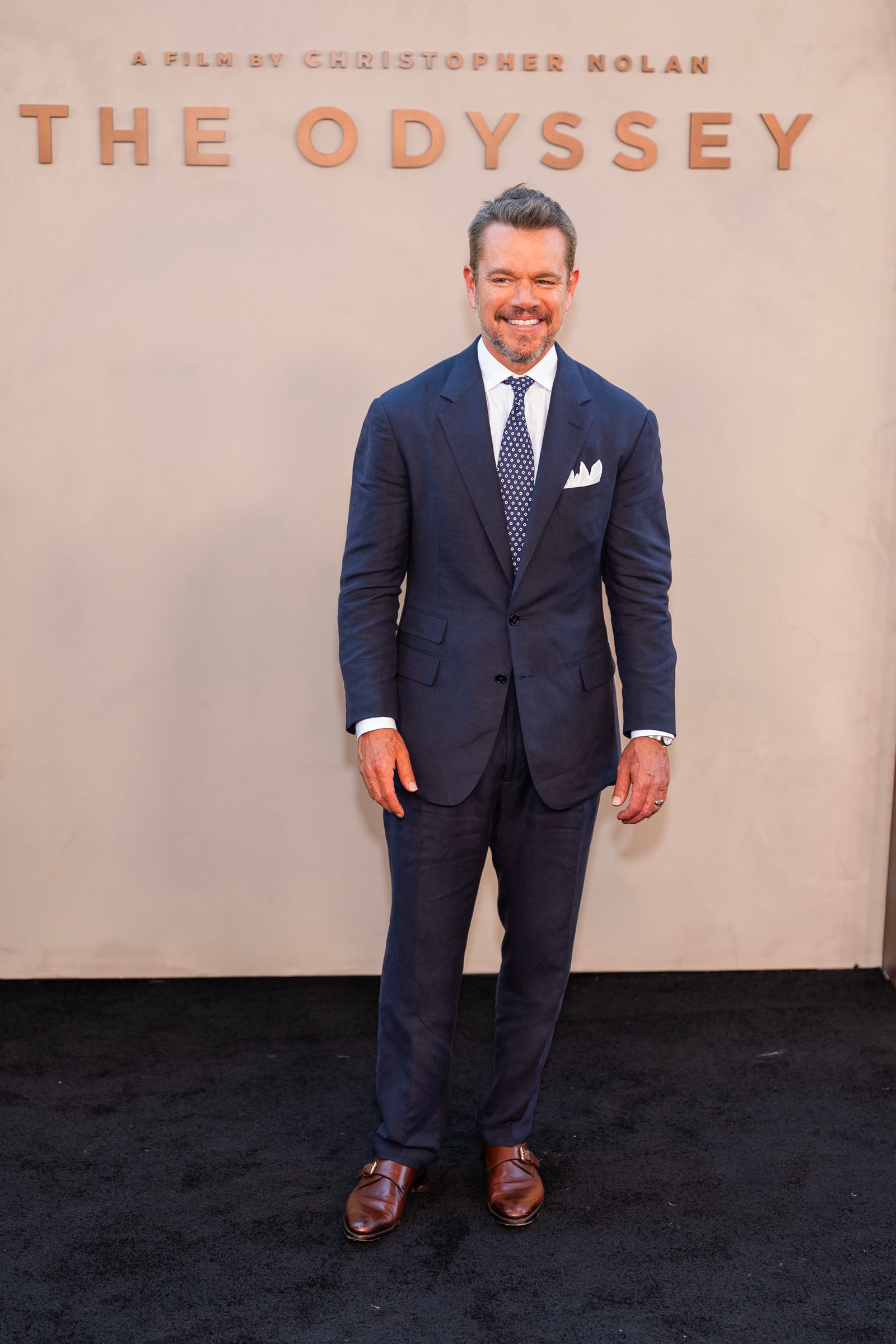 Matt Damon attending the New York premiere of The Odyssey at AMC Lincoln Square Theater