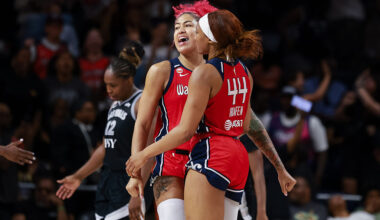 Austin scores 25, has go-ahead 3-point play as Mystics shock Aces 100-99