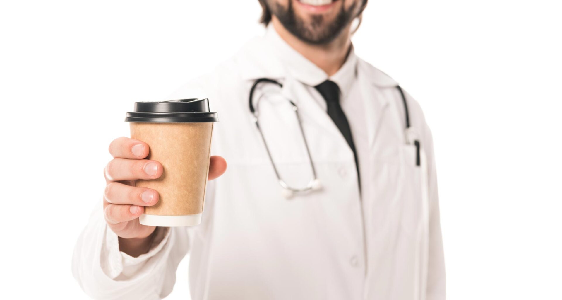 Happy Smiling Doctor Holding Coffee Cup