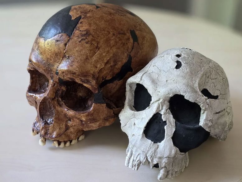 Homo habilis Skull and an Early Homo sapiens Skull