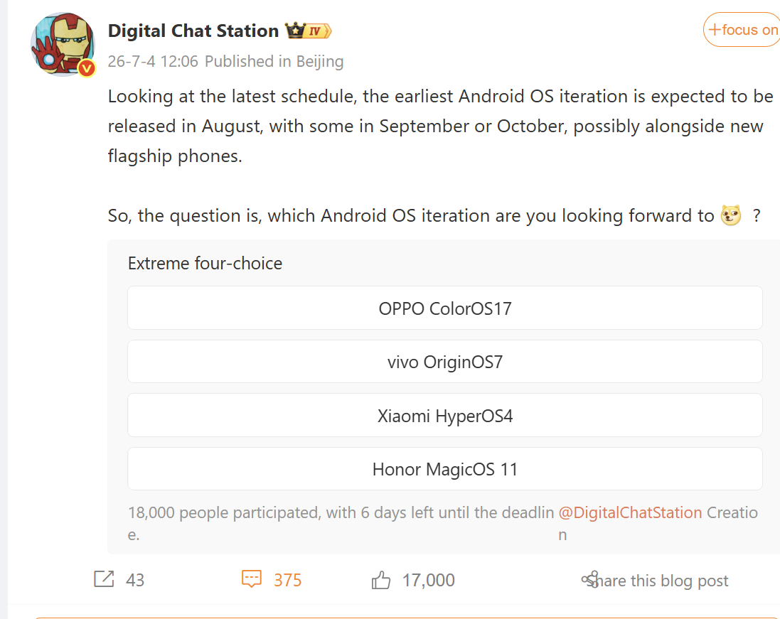 Xiaomi HyperOS 4 release may have slipped to August 2 HyperOS 4 info DCS July 2026