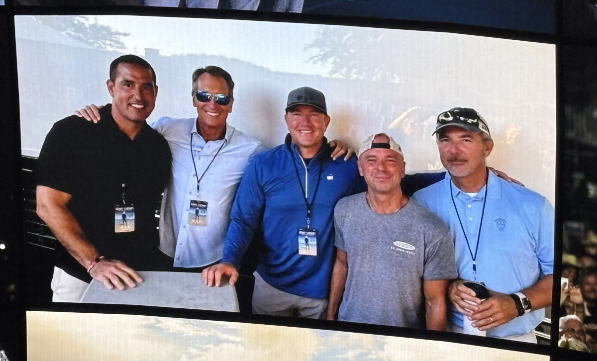 Luke Fickell, Cris Collinsworth, Kirk Herbstreit, Kenny Chesney and Urban Meyer Luke Fickell, Cris Collinsworth, Kirk Herbstreit, Kenny Chesney and Urban Meyer