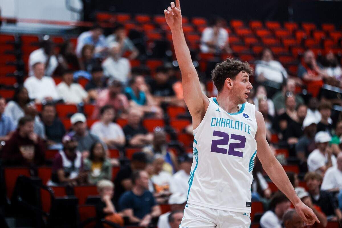 Charlotte Hornets rookie Hannes Steinbach during NBA Summer League action against the Sacramento Kings.