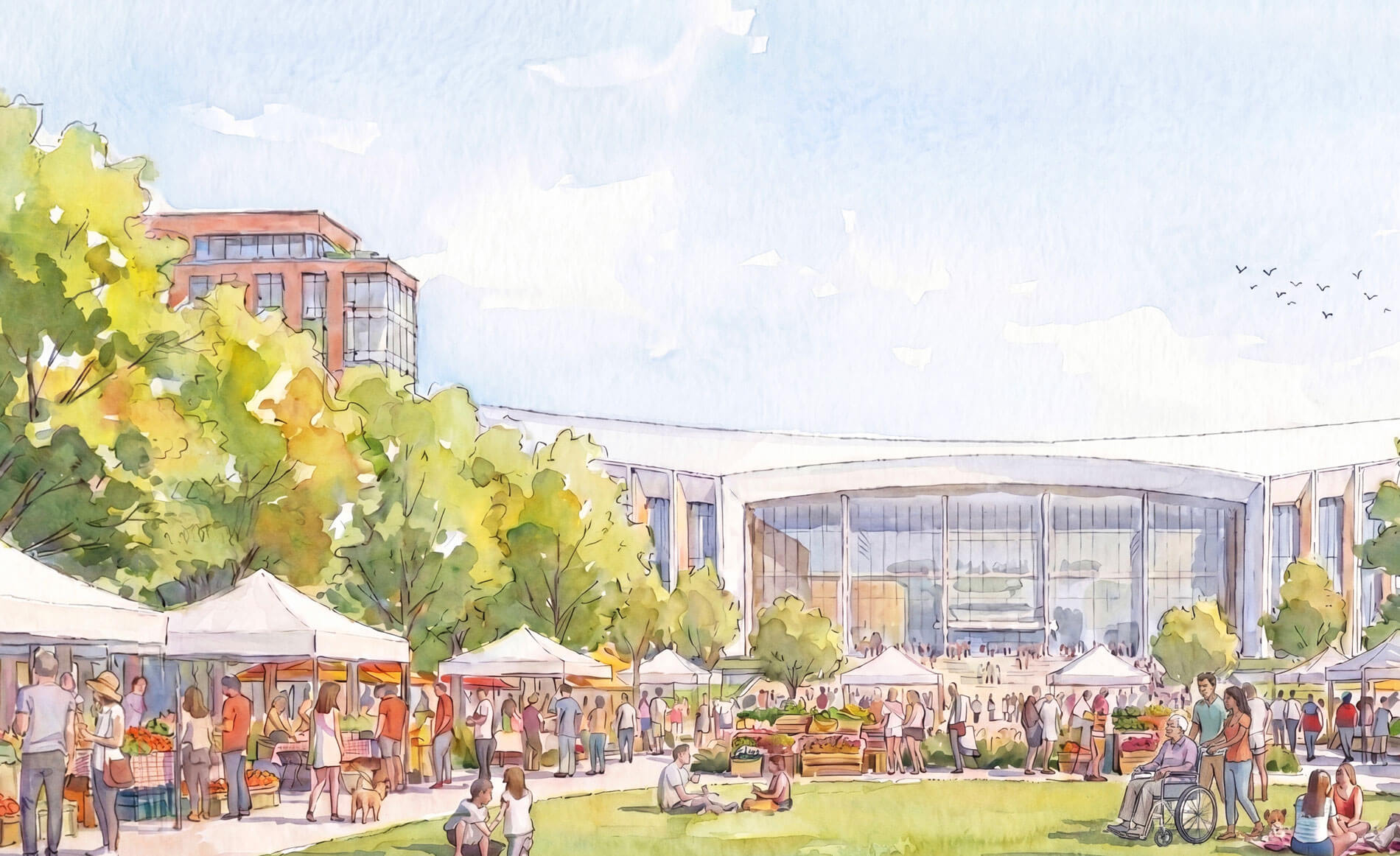 watercolor rendering of new washington commanders stadium