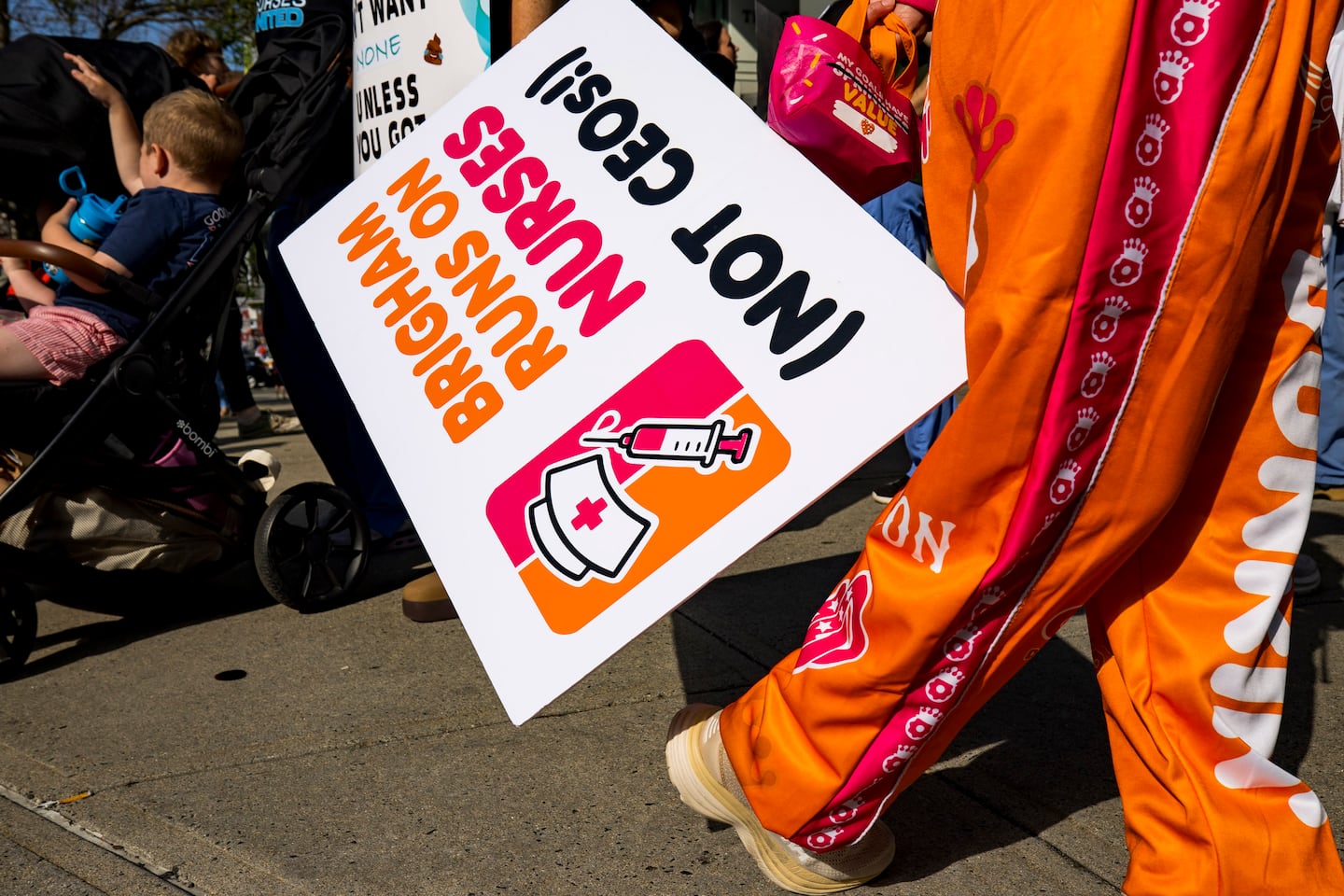 Vanessa Marshall wears a Dunkin' themed outfit on the first day the strike.