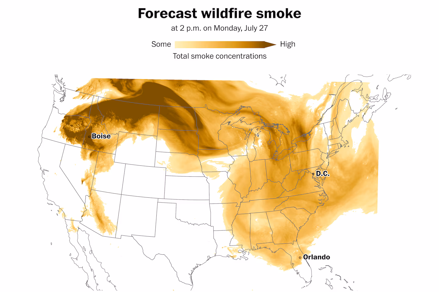 The wildfire smoke is back, filling skies as far south as Florida - The Washington Post