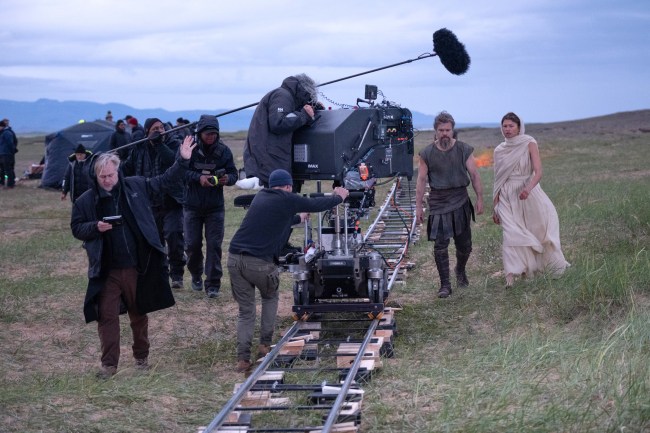 'THE ODYSSEY', director Christopher Nolan (left), Matt Damon, Zendaya (right), on set.
