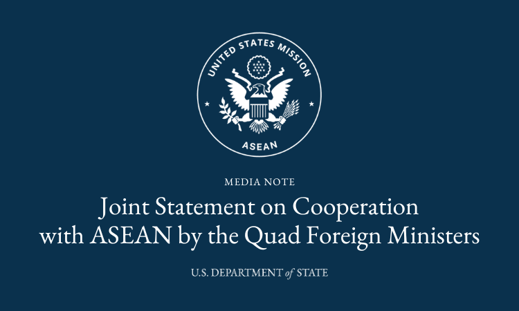 Joint Statement on Cooperation with ASEAN by the Quad Foreign Ministers