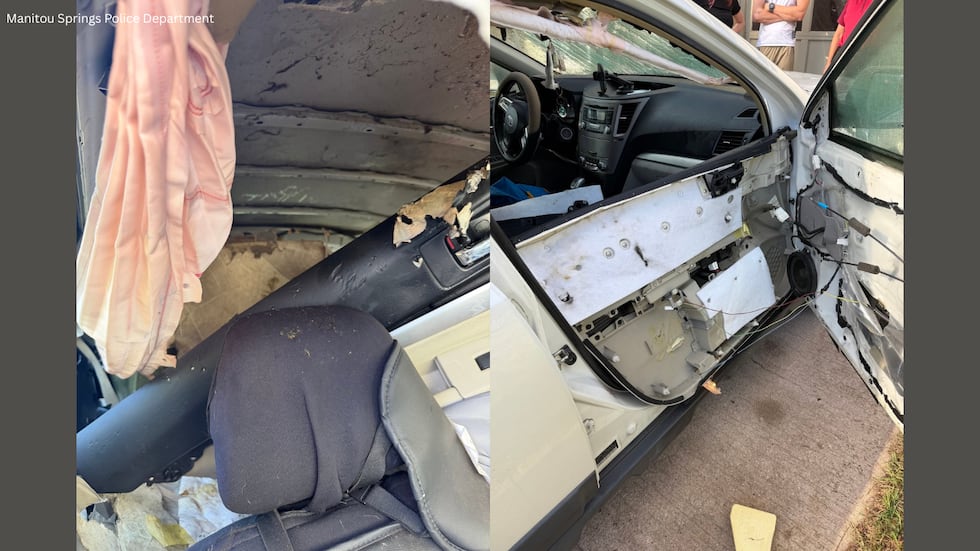 Aftermath of the vehicle after the bear was removed from the vehicle.