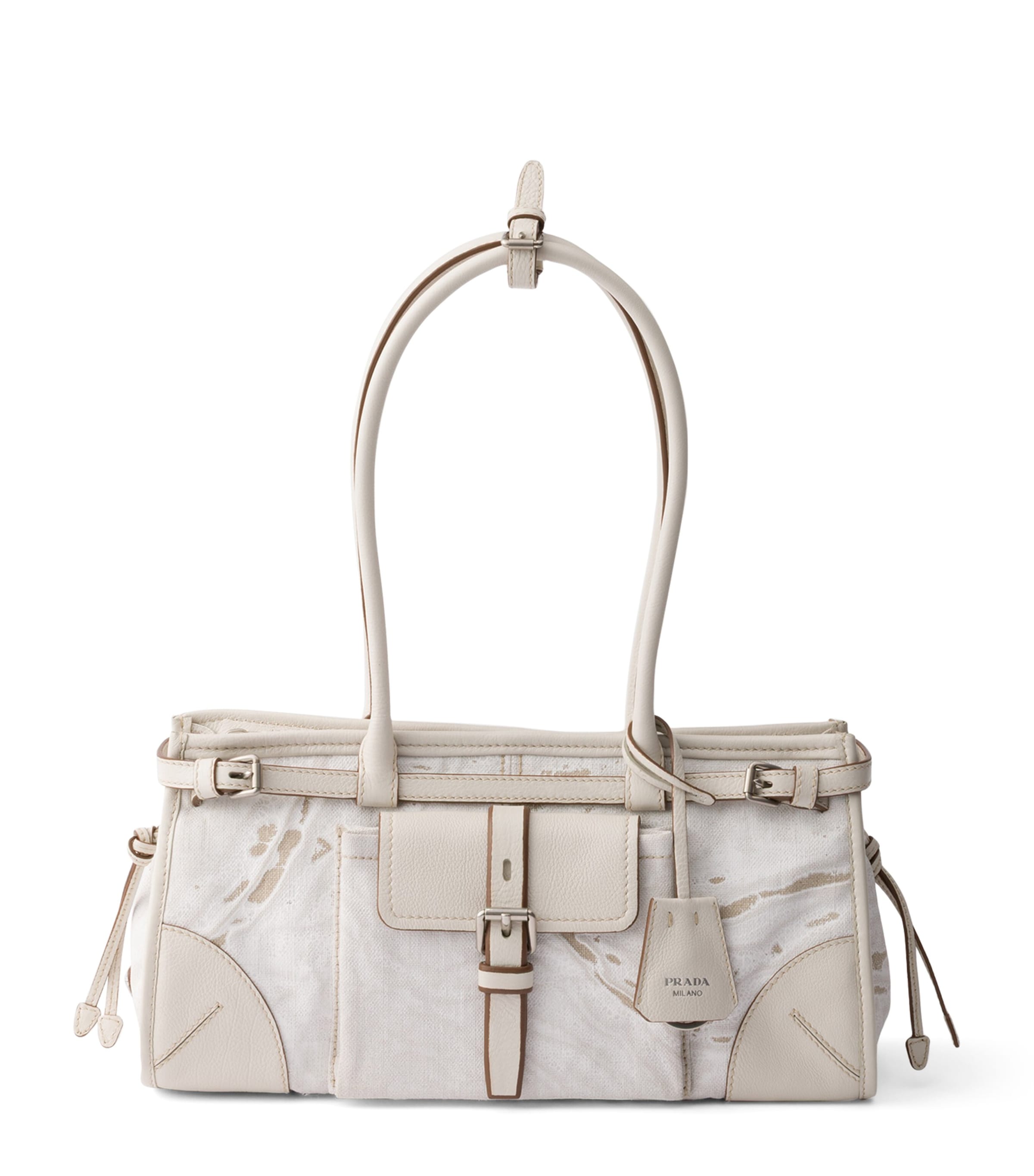 Prada Medium Linen Bonnie Shoulder Bag