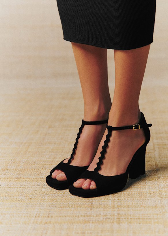 Hugo Sandals - Cfm Souliers X Editions S&eacute;zane - Black Velvet - Goat Leather - S&eacute;zane