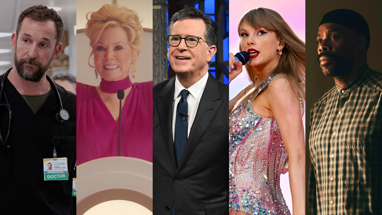 Noah Wyle in The Pitt, Jean Smart in Hacks, Stephen Colbert on The Late Show, Taylor Swift in Taylor Swift: The Eras Tour — The Final Show and Colman Domingo in Euphoria