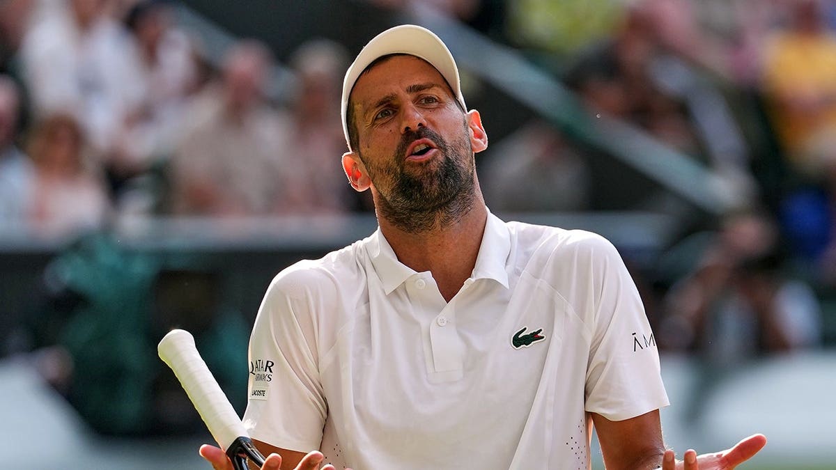Novak Djokovic reacts