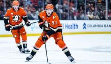 The world awaits the Anaheim Ducks' decision around center Leo Carlsson (91).