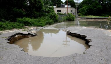 Heavy rain caused a sewer main to break near the South Mill Street Pumping Station in Haverhill.