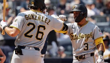 Nick Gonzales, Jacob Gonzalez homer as the Pirates beat the Yankees in Game 1 of the doubleheader