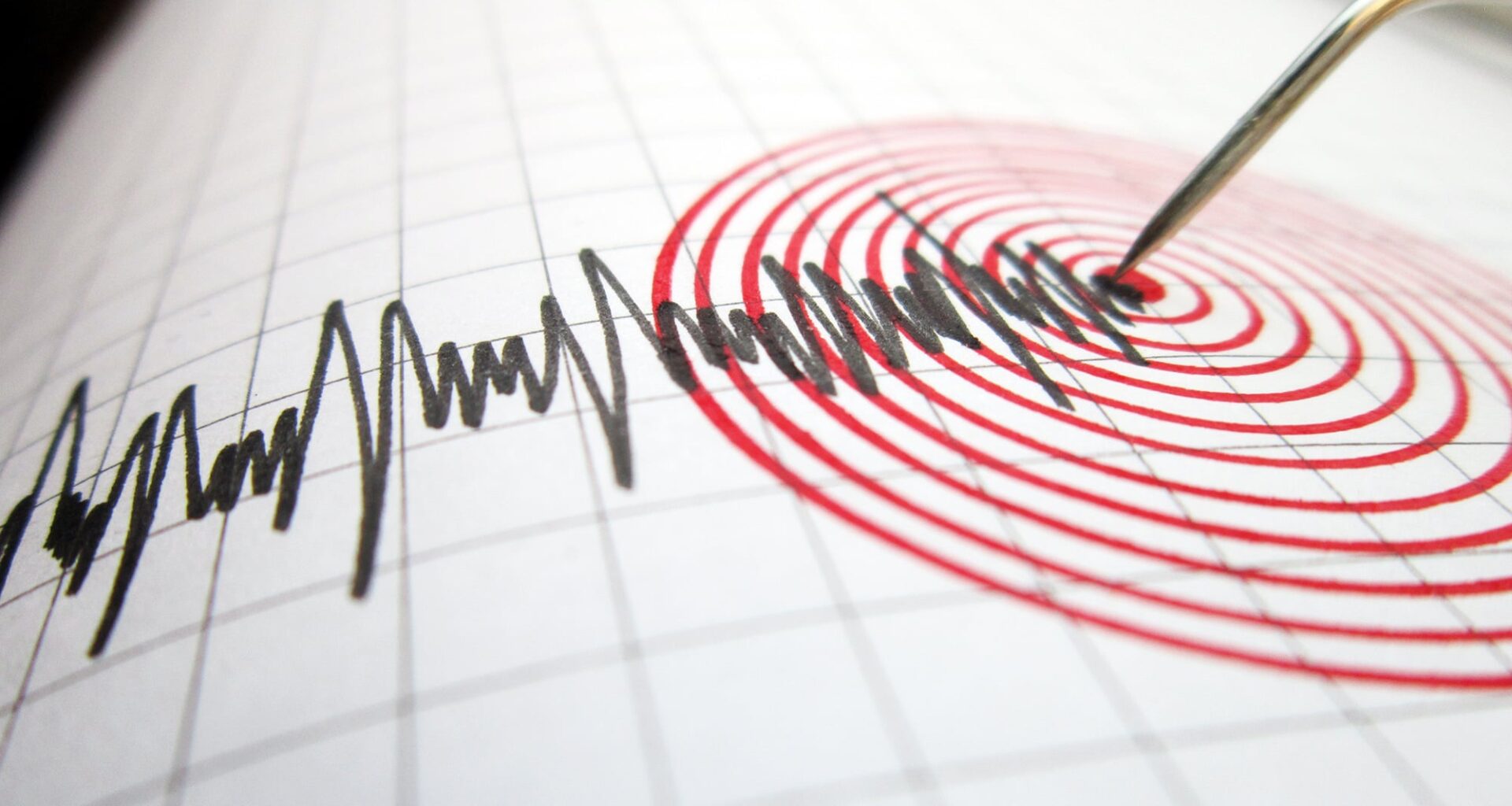 Red Concentric Circles Earthquake Seismograph