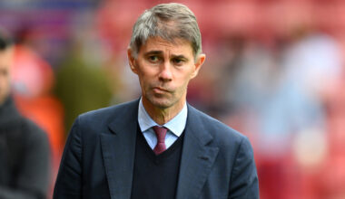 WALSALL, ENGLAND - AUGUST 06: Frederic Massara, Sporting Director of AS Roma, looks on prior to the pre-season friendly match between Aston Villa and AS Roma at Pallet-Track Bescot Stadium on August 06, 2025 in Walsall, England. (Photo by Clive Mason/Getty Images)