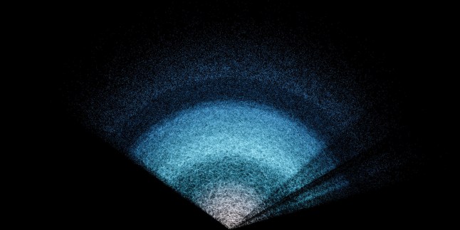 This shows a small fraction of the total DESI year-3 data in which the structure created by gravity is visible. This is the largest 3D map of the Universe ever made.?? This structure is a huge web shaped by gravity, with most galaxies and galaxy clusters lying along the strands. A completely homogeneous Universe would have no stars, galaxies, or planets. As it turns out, when our Universe began, it was almost completely homogeneous, with the seeds for everything we see in the sky likely coming from disturbances in the tiny fraction of a second after the Big Bang. These were subatomic fluctuations in the density of the primordial soup of quantum particles that stretched out as the Universe expanded until they were bigger than any galaxy. Where the density of particles was higher, gravity attracted yet more particles, especially dark matter. The dark matter in turn attracted ordinary matter, and galaxies and galaxy clusters grew where enough material collected. The result is the large-scale structure of the Universe that we see in this image, displaying a map of those primordial fluctuations with long strands, sheets, and clusters of galaxies forming a huge web. The web is punctuated by voids, which have few or no galaxies. On even grander scales, what became galaxies and clusters began as froth on huge cosmic sound waves during the era when the Universe was a hot cauldron of particles and light. These waves are called baryon acoustic oscillations (BAO), and they provide us with a way to measure the expansion rate of the Universe, including the mysterious acceleration caused by dark energy. Explore the galaxy structure of the giant zoomable image here.??