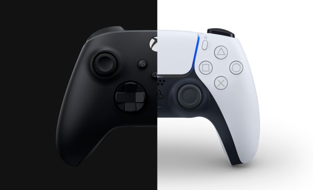 PS5 DualSense controller and Xbox controller