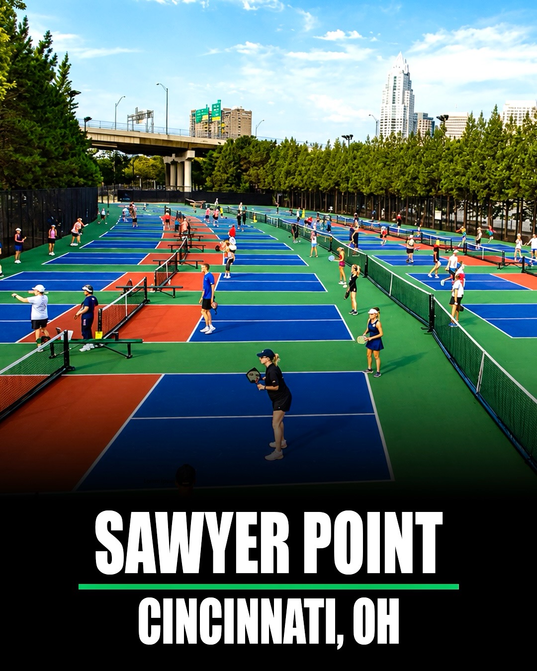Sawyer Point pickleball courts in Cincinnati, Ohio.