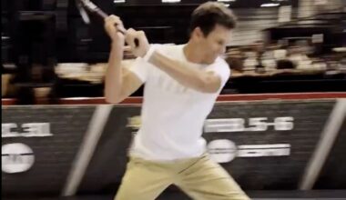 Tom Brady Nearly Hits Fanatics Fest Staff With Hockey Stick