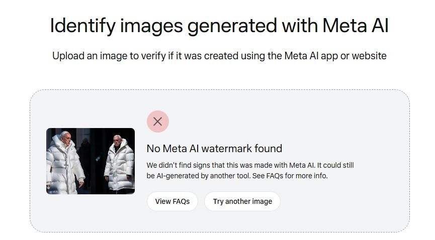 <em>And here’s the message it shows if it doesn’t find any Content Seal markers — which doesn’t mean the image isn’t AI-generated.</em>